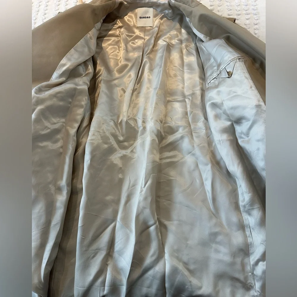 Sandro Button Gabardine Trench Coat in Beige - Picture 11 of 14